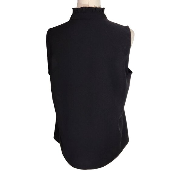 J. Crew Black Ruffle Trim Crepe Tank Top In Black Women's Size 8 - Picture 3 of 16